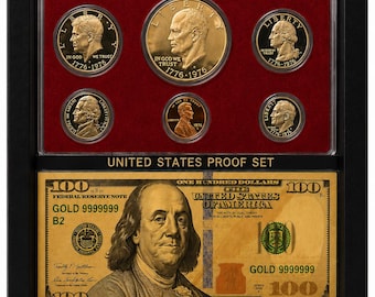 1776-1976 Proof Set -Floating Display Case — Personalized Keepsake Frame Gift for Birthday, Anniversary, Graduation, Memorial