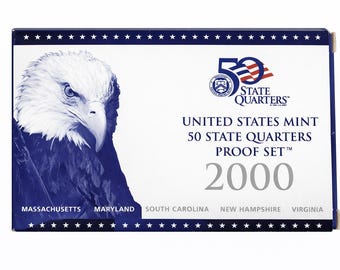 2000 Quarters Proof Set - 5 Coins With Box & COA