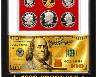 1980 Proof Set - Floating Display Case —Personalized Gift for Birthday, Christmas, Anniversary, Graduation, Memorial