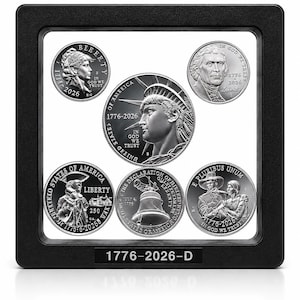 1776-2026 Semi-Quincentennial -6 Uncirculated Coins-Declaration of Indep, Mayflower, Revolutionary War Quarters, Nickel, Dime & Half Dollar image 5