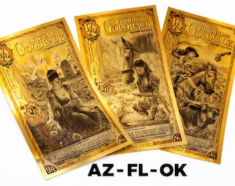 1/2 Goldback -1/2000 oz (15.55 mg) of 24K Gold Note -Arizona - Florida - Oklahoma - Not Legal Tender