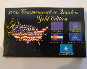 2006 - 24K Gold Layered 50 State Quarters — Uncirculated Set — In a Display Case