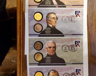 2009 Presidential 1 Dollar Coin First Day Covers – Set of 4, Unsealed & No Envelope
