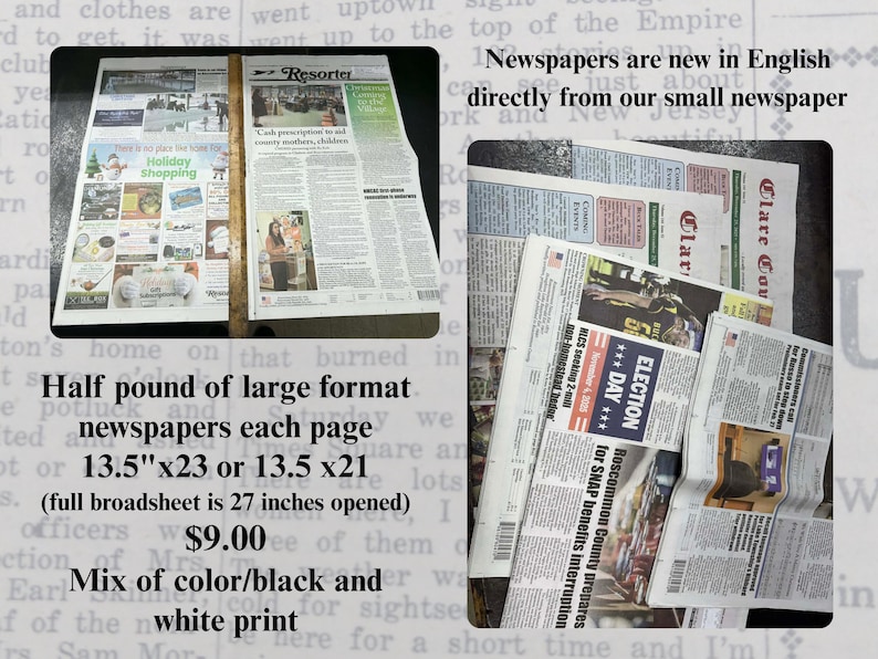 Newspapers for Crafts, Art, Paper Mache, or More! Large or Small Format ...