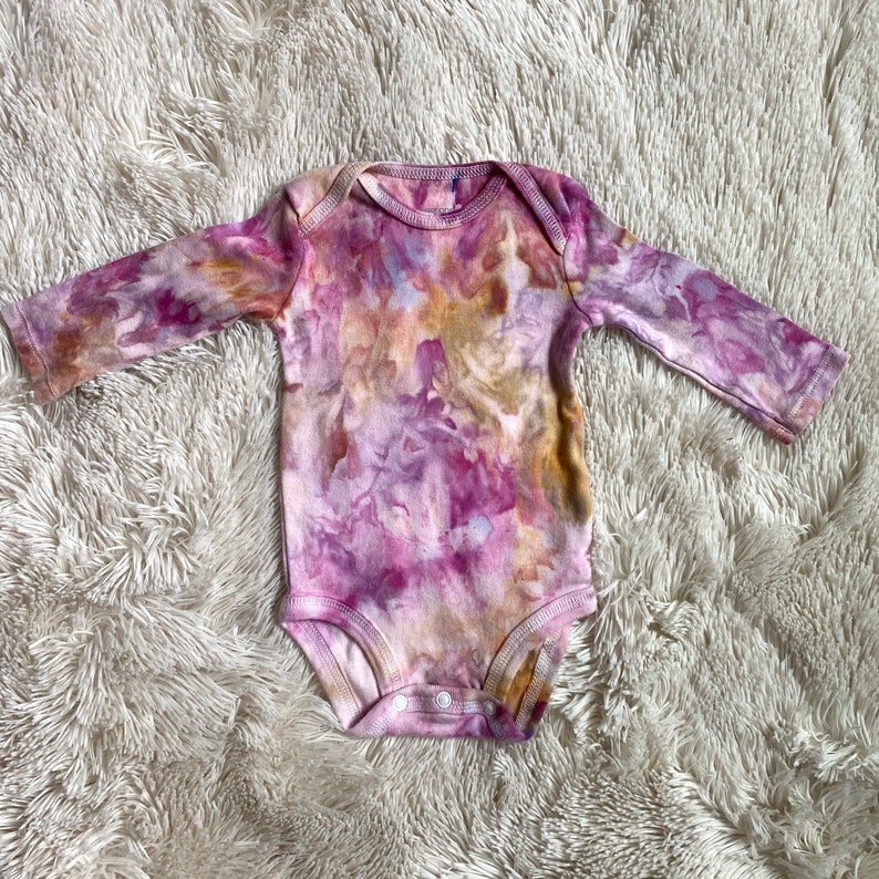 gift for baby One of a Kind baby clothes Carters bodysuit Hand Dyed Cotton Long Sleeve Onesie Size 3M baby shower gift baby body suit