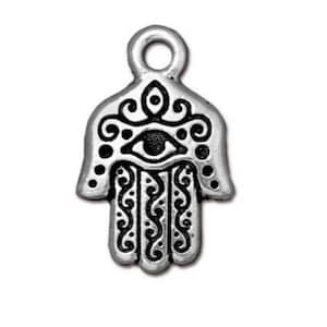 1 Charm Tierracast Hamsa Hand  13x20mm