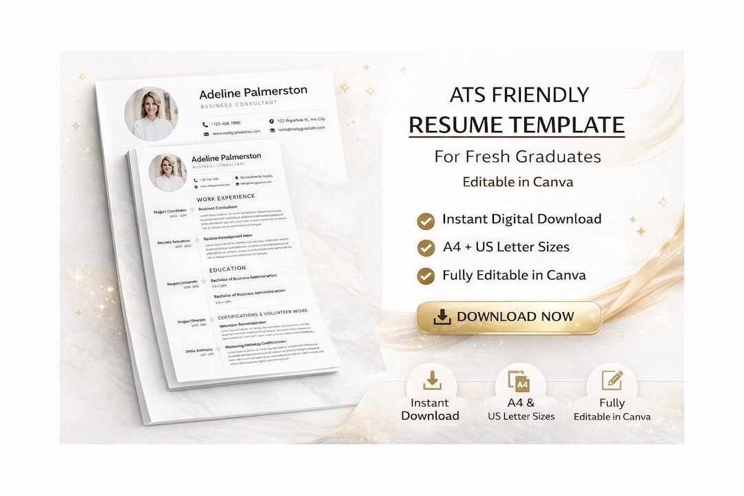 Modern Resume Template | ATS Friendly CV, Cover Letter (instant ...