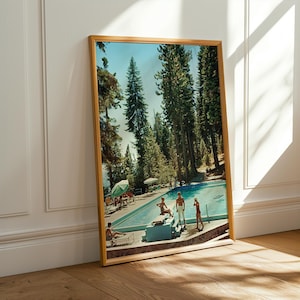 Lake Tahoe Pool Print, Mid Century Modern Resort Art (Digital Download)