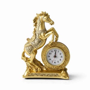 Reloj decorativo con forma de caballo / Escultura de escritorio de lujo, figura decorativa de 16 cm para el hogar y la oficina.