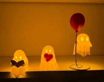 Ghost led-lampenset van 3, bureauverlichting, leeshart ballonfiguren cadeau