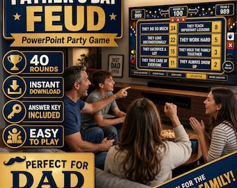 Juego de debate familiar para el Día del Padre (PPT), Juego de debate familiar para PowerPoint, Juego para fiestas de papá, Juegos interactivos para el Día del Padre, Descarga instantánea