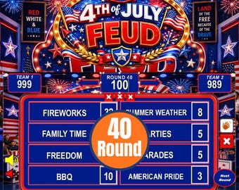 4 juli Vriendelijk Vechten Spel PPT, Interactief Onafhankelijkheidsdag Feestspel, 4 juli BBQ Spel Familievriendelijk Vechten