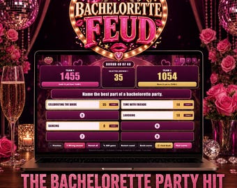 Bachelorette Feud Party Game, 40 Editable Rounds, Bridal Shower Game, Bride Squad Girls Night, Interactive Chrome Game