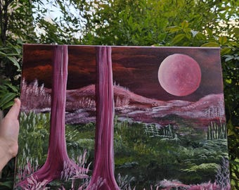 Pink Moon Woods ORIGINAL 20x16