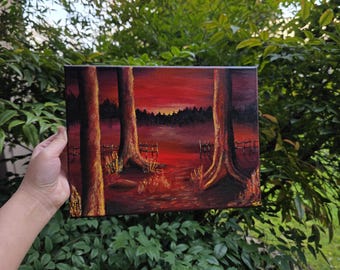 Red Moon Rising ORIGINAL 9x12
