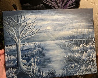 Winter Night  ORIGINAL 9x12