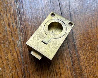 Vintage Brass Flush Mount Recessed Ring Pull - Furniture Cabinet Hardware