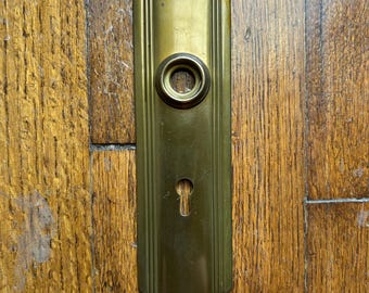Single Brass Art Deco Backplate 2” x 7-1/4” Vintage Door Hardware