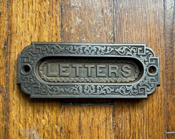 Antique Cast Iron Mail Letters Slot - Branford’s ‘Bamboo’ Pattern 1880s