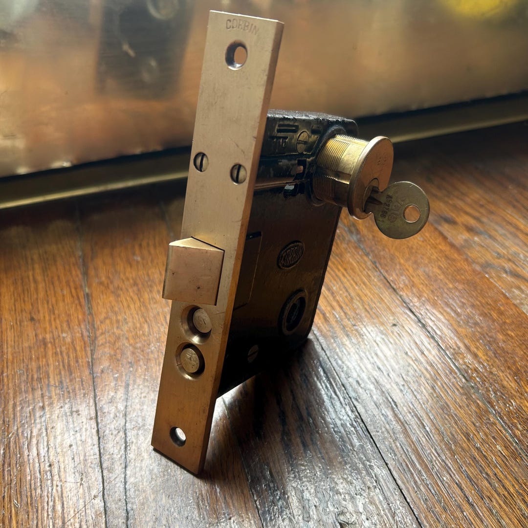 Corbin 1323 Antique Entry Door Mortise Lock W/ Cylinder & Key (2-1/2 ...