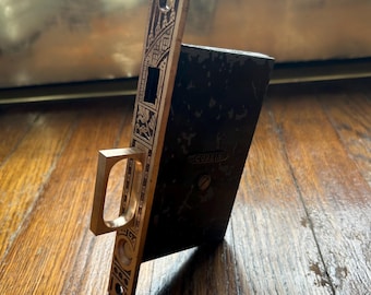Cerradura de embutir antigua para puerta corredera con frontal de latón estilo Eastlake, Corbin Ceylon 1099