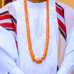 Coral Igbo Beads~ Men&#39;s Igbo Beads~ Igbo Traditional Wedding Beads ~ Igbo Wedding Necklace For Men ~ Nigerian Men Necklace ~ Igbo Jewellery