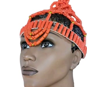 IgboCoral Bride Beaded Hat-Igbo Head Crown-Ibo Wedding Bridal Accessories-Igbo Wedding Beaded Hat-Edo Bride Beaded Crown-Ibo Coral Headpiece
