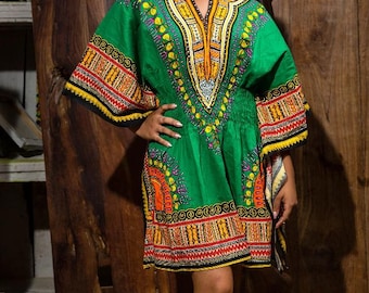 green dashiki dress Personalised Afro Guinea Bissau Summer Maxi Dress Dashiki With Coat Of Arms  by AfricanPride main image 0