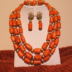 Coral Igbo Beads - Igbo Beads - Igbo Traditional Wedding Beads - Igbo Wedding Jewellery Set for women - Nigerian Ibo Necklace - Benin Beads