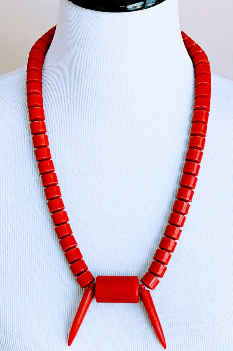 Red Igbo Beads,red Tusk Ibo Beads, Red Edo Benin Jewellery, Red Igbo