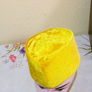Yellow Ramadan Cap/Yellow Topi Hat/Yellow Eid Cap/Yellow Kufi Cap/Yellow Nigerian Cap/Yellow Igbo Cap/Mustard Mallam Cap/Yellow Islamic Cap