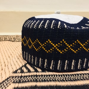 Muslim Cap/Blue Hausa Hat/ Aboki cap/Eid Cap/Blue Ramadan Cap/Kufi Cap/Aboki Cap/Prayer Skull Cap/Mallam Cap/Blue Islamic Cap/Blue Hagg Cap