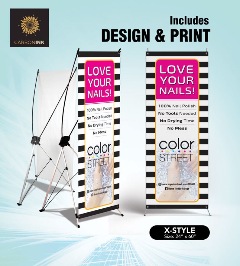 Color Street Banner Stand Printed Full Color Vinyl Banners X Etsy