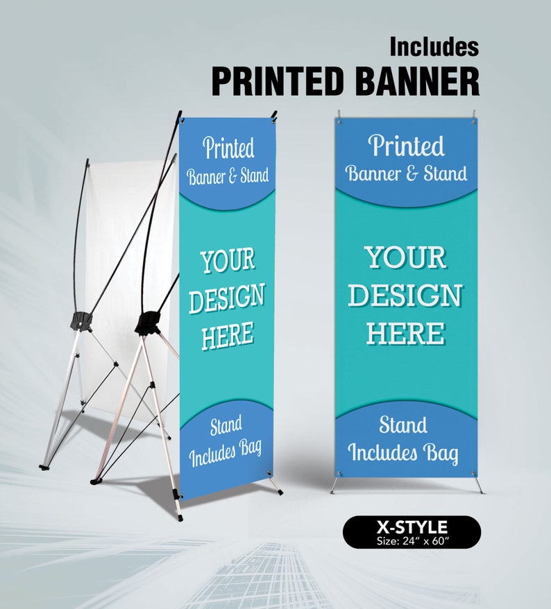Custom Banner Stand Printed Full Color Vinyl Banners X Style Etsy