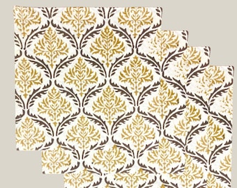 Servilleta de algodón Mushroom Beige estampada a mano | Hecha en India | Lino de mesa boho | Regalo para ella