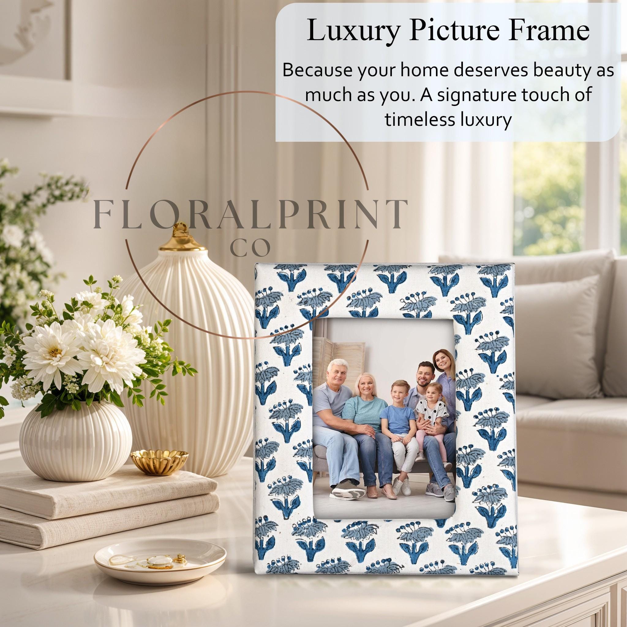 Block Printed Fabric Photo Frame 6x8