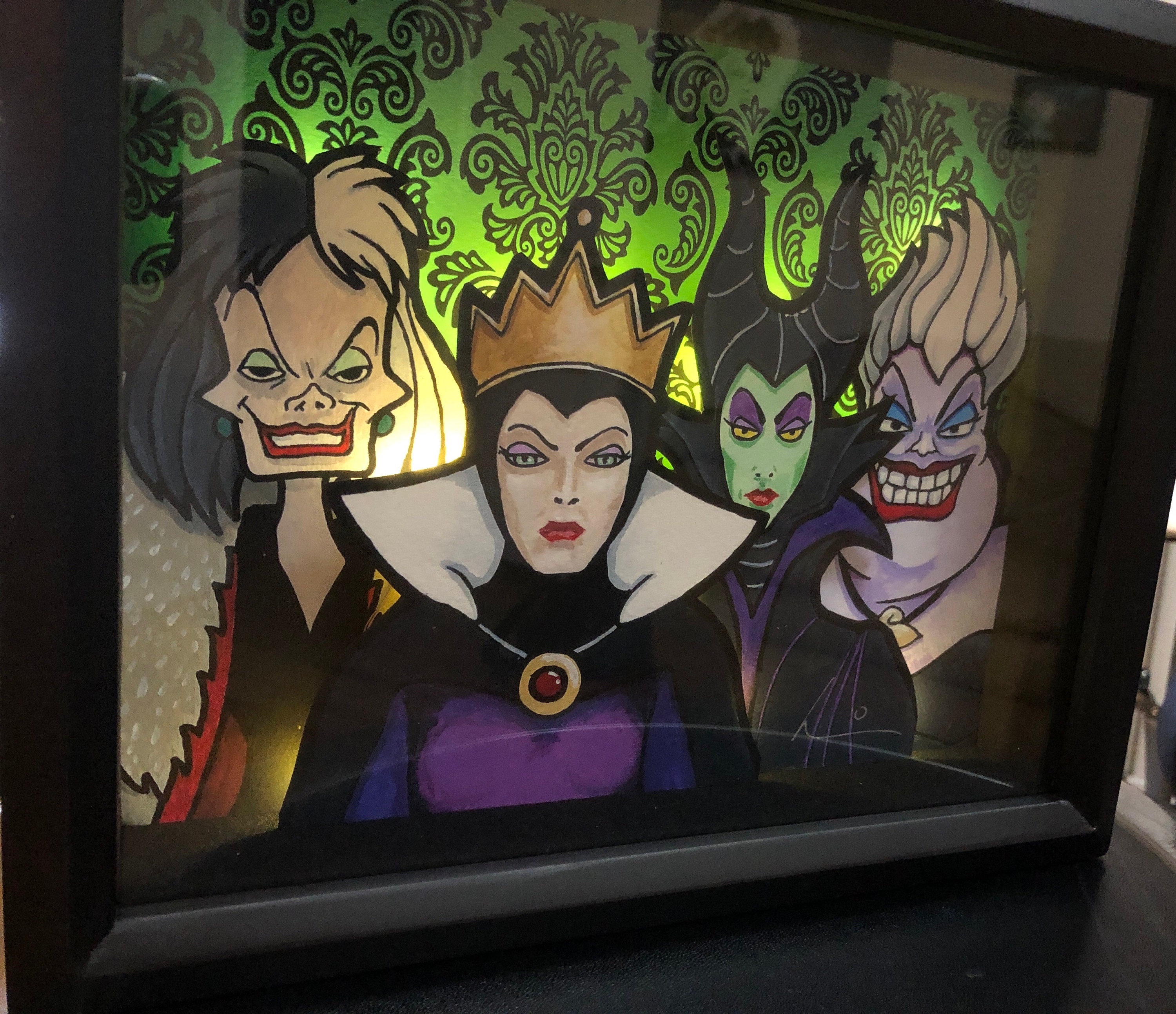 Disney Female Villains 8x10 Lighted Shadowbox by Jason Selezinka