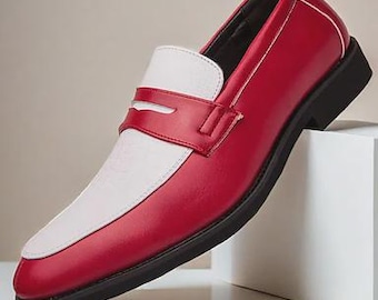 Mocasines Penny hechos a mano para hombre, sin cordones, con punta redonda, estilo casual y elegante.