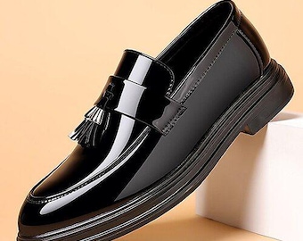Patent Leather Tassel Loafers Non-Slip Penny Formal Tuxedo Shoes Business Party Shoes