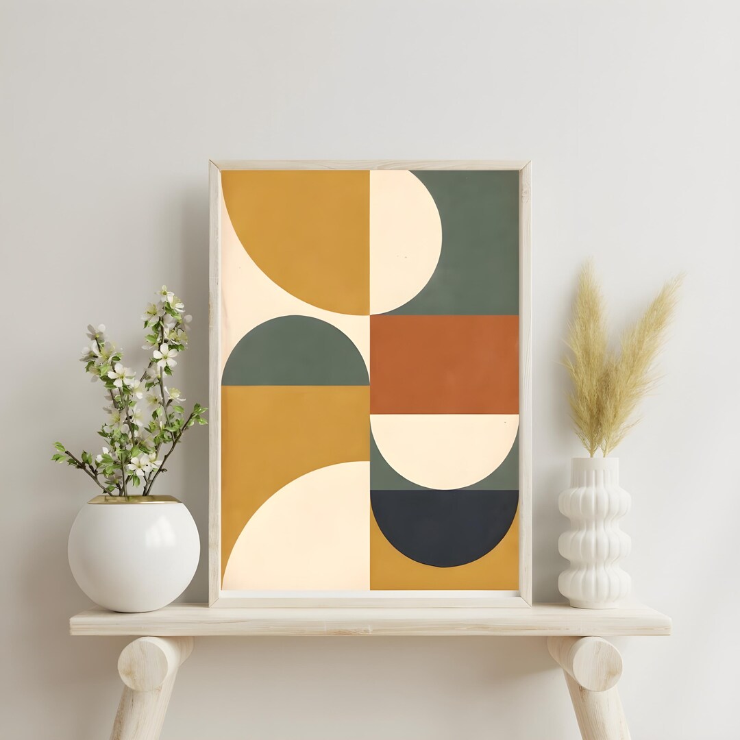 Bauhaus Wall Art Print | Mid Century Modern Geometric Poster | Boho ...
