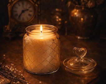 Vela vintage de cristal ámbar, de tres mechas de soja, para crear un ambiente cálido, ideal para la decoración del dormitorio, con un aroma romántico.