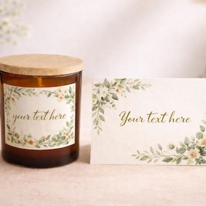 Handgegossene Soja Kerze | Bernsteinglas | Personalisiertes Label | Passendes Postkarten Geschenk