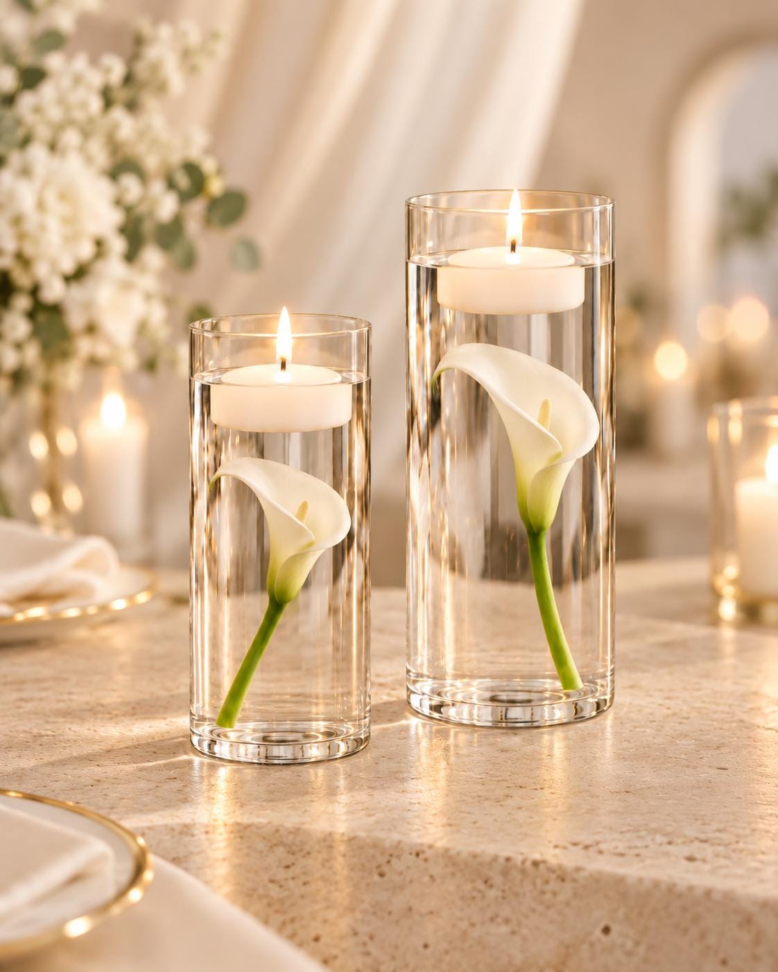 Geripptes glas kerze