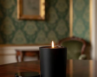 Vela negra mate con tapa – Vela minimalista en tarro – Decoración moderna para el hogar – Regalo de lujo