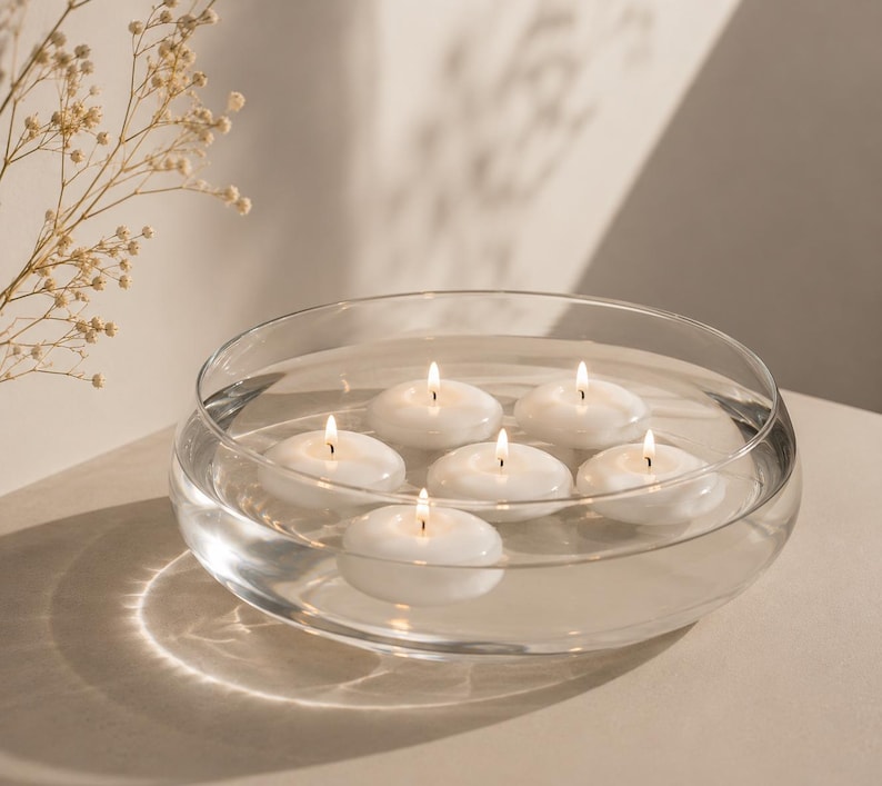 Floating Bowl Floating Candle Centerpiece, Minimalist Glass Bowl Set for Luxury Spa ...