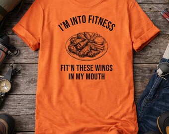 Camiseta divertida de fitness con alitas de pollo, camiseta para amantes de las alitas de pollo, camiseta de gimnasio con humor, camiseta para amantes de la comida y el entrenamiento, camiseta unisex para hombres y mujeres, camiseta para comer alitas.