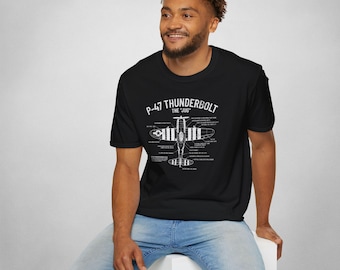 P-47 Thunderbolt "The Jug" WWII Aircraft Diagram Tee Vintage Aviation Shirt for History Buffs