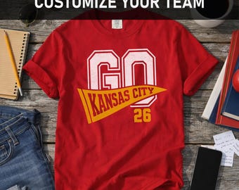 Camiseta personalizada con el espíritu del equipo, camiseta personalizada con el banderín de la ciudad, camiseta con los colores de la escuela, regalo para el aficionado al deporte, camiseta para el día del partido, camiseta personalizada de la ciudad natal