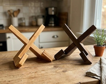 Supporto in legno per libri di cucina / Porta ricettario rustico, cavalletto decorativo per la cucina