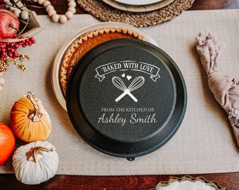Personalized Pie Pan with Lid - Engraved Pie Plate - Custom Pie Dish - Custom Kitchen and Baking Gift - Custom Bakeware - Aluminum